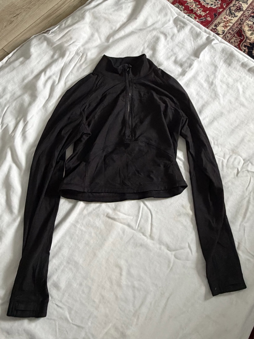 Lululemon Black Long-Sleeve Quarter-Zip Mesh Top